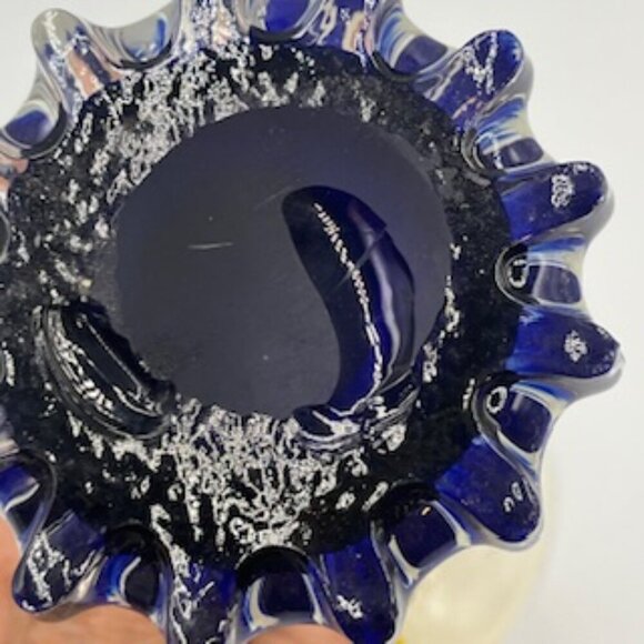 Jack In The Pulpit Art Glass Ribbed Calla Lilly Vase - Picture 8 of 8